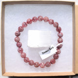 [1] Premium CHARGED Natural Strawberry Quartz Crystal Stretchy 8mm Bead Bracelet