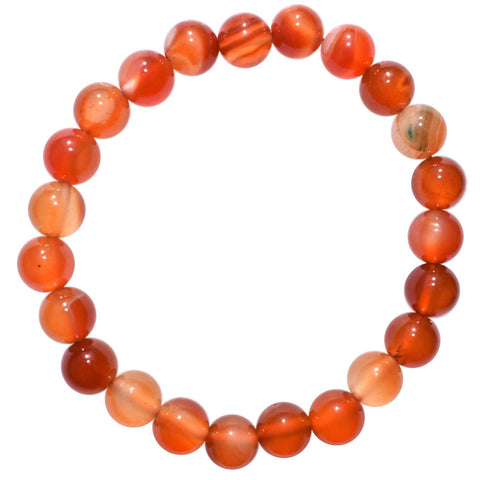 Premium CHARGED Carnelian Agate Crystal 8mm Bead Bracelet Stretchy ENERGY REIKI