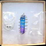 Dazzleberry Rainbow Flame Aura Quartz Crystal Perfect Pendant 20" Silver Chain