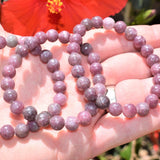 Premium CHARGED Lepidolite Crystal 8mm Bead Bracelet Stretchy ENERGY REIKI