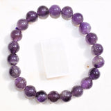 Premium CHARGED Chevron Amethyst Crystal 8mm Bead Bracelet Stretchy ENERGY