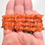 Premium CHARGED Carnelian Agate Crystal Chip Stretchy Bracelet REIKI Energy!