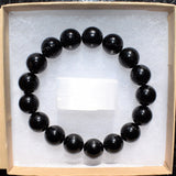 Premium CHARGED Black Tourmaline Crystal 12mm Bead Bracelet Stretchy REIKI