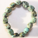 CHARGED African Turquoise Bracelet Tumble Polished Stretchy ENERGY REIKI