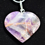 Himalayan Amethyst Crystal Heart Pendant + 20" Silver Chain