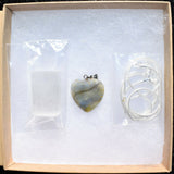 CHARGED Natural Dragon's Vein Agate Crystal HEART Pendant + 20" Silver Chain