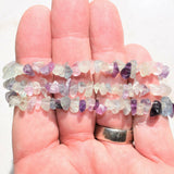 Premium CHARGED Rainbow Fluorite Crystal Chip Stretchy Bracelet REIKI Energy