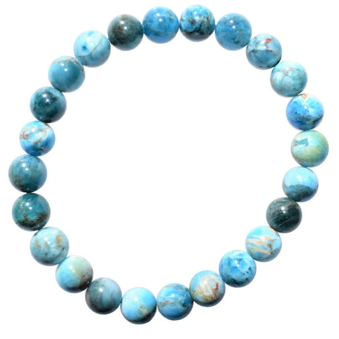 Premium CHARGED Natural Blue Green Apatite Crystal 8mm Bead Stretchy Bracelet