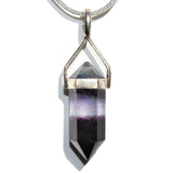 CHARGED Sterling Silver Rainbow Fluorite Point Perfect Pendant + 20" Chain