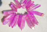 Too Hot Pink Rainbow Aura Quartz Crystal Perfect Pendant 20" Silver Chain