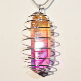 Cherry Lemonade Rainbow Flame Aura Quartz Perfect Pendant 20" Silver Chain