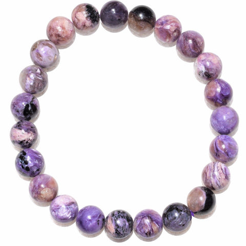 Premium CHARGED Charoite Crystal 8mm Bead Bracelet Stretchy ENERGY REIKI