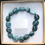 Premium CHARGED Natural Blue Green Apatite Crystal Nugget Stretchy Bracelet