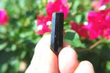 Naturally Faceted Black Tourmaline Crystal Perfect Pendant + 20" Silver Chain