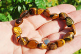 CHARGED Tiger Eye Crystal Bracelet Tumble Polished Stretchy ENERGY REIKI WOW!!!