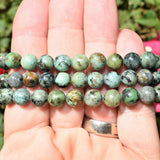 Premium CHARGED Natural African Turquoise Crystal 8mm Bead Bracelet Stretchy