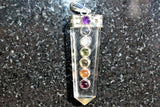 CHARGED 7 Chakra Amplifier Clear Quartz Crystal Perfect Pendant + 20" Chain WOW