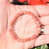 CHARGED Premium Natural Peach Moonstone 5mm-7mm Bead Stretchy Bracelet REIKI