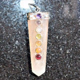 CHARGED 7 Chakra ORANGE Selenite Crystal Perfect Pendant + 20" Chain WOW!