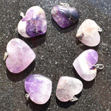 Himalayan Amethyst Crystal Heart Pendant + 20" Silver Chain