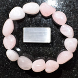 CHARGED Rose Quartz Crystal Bracelet Tumble Polished Stretchy Love Energy REIKI