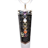 CHARGED 7 Chakra Starburst Flash Nuummite Crystal Perfect Pendant + 20" Chain