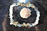 CHARGED Moonstone Labradorite Crystal Stretchy Bracelet w / Quartz REIKI Energy!