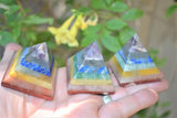 [1] Charged 2" 7 Chakra Pyramid Layered Crystals Healing Energy REIKI ~88g