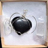 CHARGED REIKI Wrapped Black Onyx Heart Perfect Pendant + 20" Chain