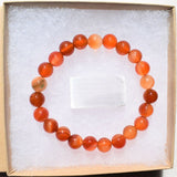 Premium CHARGED Carnelian Agate Crystal 8mm Bead Bracelet Stretchy ENERGY REIKI