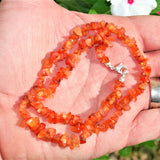 CHARGED Carnelian Agate Crystal Chip 18" Necklace Polished ENERGY REIKI