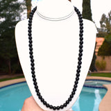 CUSTOM MADE 24" Premium CHARGED Black Tourmaline Crystal 8mm Bead Necklace