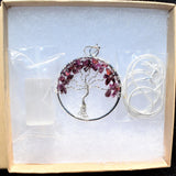 CHARGED Rhodolite Garnet Tree of Life Perfect Pendant REIKI 20" Silver Chain