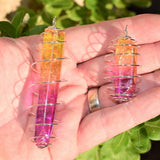 Cherry Lemonade Rainbow Flame Aura Quartz Perfect Pendant 20" Silver Chain