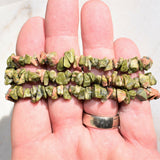 Premium Unakite Crystal Chip Stretchy Bracelet - Selenite Charged -Reiki Energy!