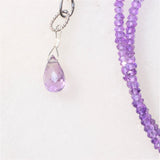 Charged Faceted AAA Grade Amethyst Necklace Adjustable 17" - 19.5" 925 SS 3mm