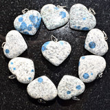 CHARGED K2 Granite (Azurite) Crystal HEART Perfect Pendant + 20" Chain