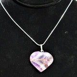 Himalayan Amethyst Crystal Heart Pendant + 20" Silver Chain