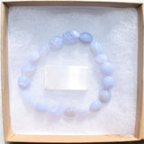 CHARGED Natural Blue Lace Agate Crystal Nugget Bead Bracelet Stretchy REIKI