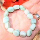 CHARGED Amazonite Crystal Bracelet Tumble Polished Stretchy REIKI Healing Energy