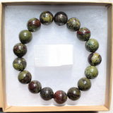 CHARGED Dragon's Blood Jasper 12mm Bead Bracelet Tumble Polished Stretchy REIKI