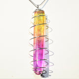 Cherry Lemonade Rainbow Flame Aura Quartz Perfect Pendant 20" Silver Chain