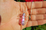 Too Hot Pink Rainbow Aura Quartz Crystal Perfect Pendant 20" Silver Chain