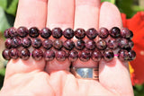 Premium CHARGED Garnet Crystal 8mm Bead Bracelet Stretchy ENERGY REIKI