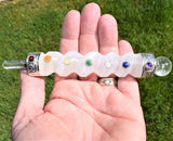 Deluxe 7 Chakra Spiral Faceted Selenite Crystal Massage Wand POWERFUL ENERGY