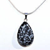 Perfect Pendant Snowflake Obsidian Teardrop Pendant + 20" Chain GROUNDING!