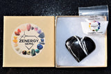 [1] LG Black Onyx Crystal Puffy Heart / Palm Stone Reiki ZENERGY GEMS