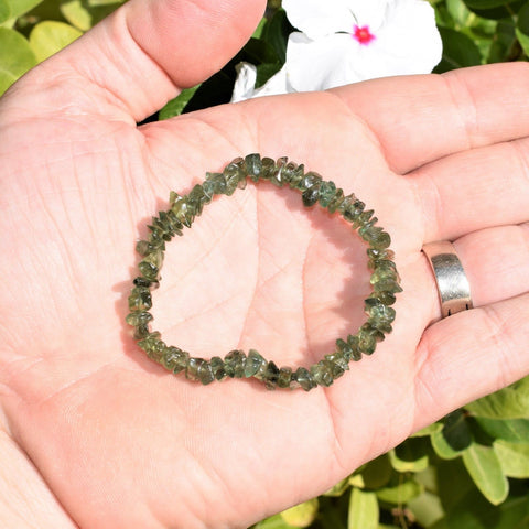 CHARGED Rare Dark Green Apatite Crystal Bracelet Healing Energy REIKI WOW!!!