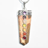 CHARGED 7 Chakra Leopardskin Jaguar Jasper Crystal Perfect Pendant + 20" Chain