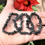 Premium CHARGED Hematite Crystal Chip Stretchy Bracelet REIKI Healing Energy!